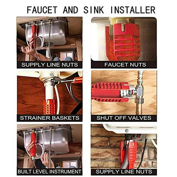 Multifunctional Faucet and Sink Installer Wrench Anti-Slip Handle Tool Plumbing